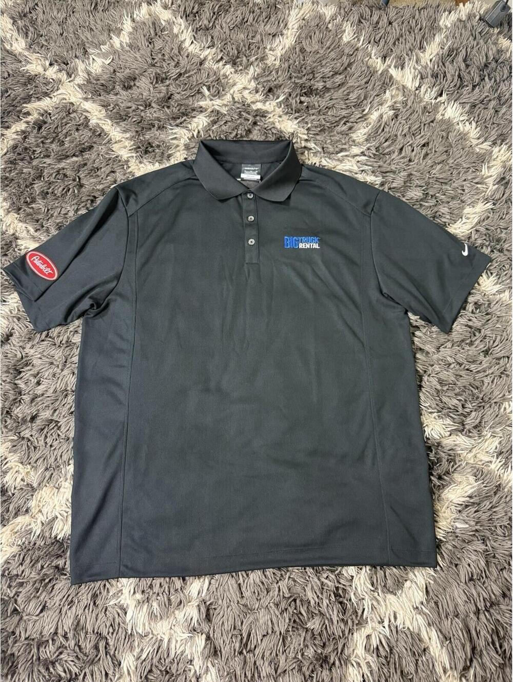 Nike Golf Polo Shirt Men’s XL Dri Fit Black Short Sleeve Button Up
